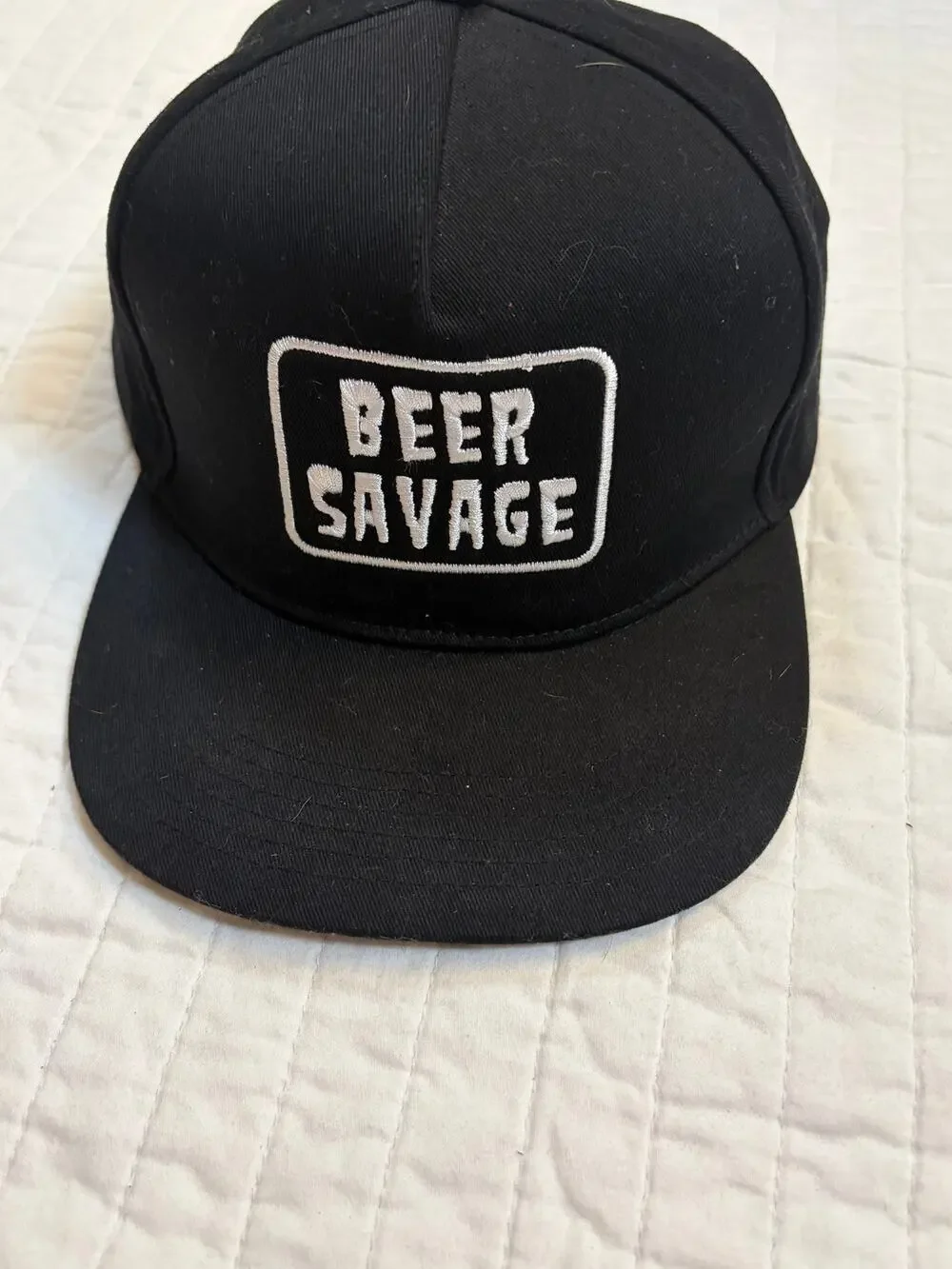 Beer Savage Black Embroidered Patch Snapback Hat - 58CM - NWOT
